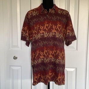 Van Heusen Large Printed Short Sleeve Button Down Collared Polo Shirt